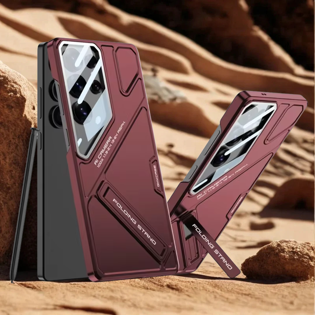 Sleek Matte Kickstand Case with Camera Glass Protection - New Arrival.