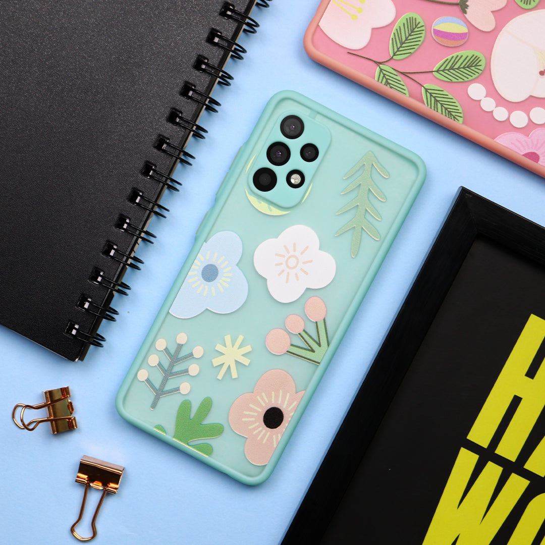 Floral Print Hybrid Matte Anti-shock Case - Samsung