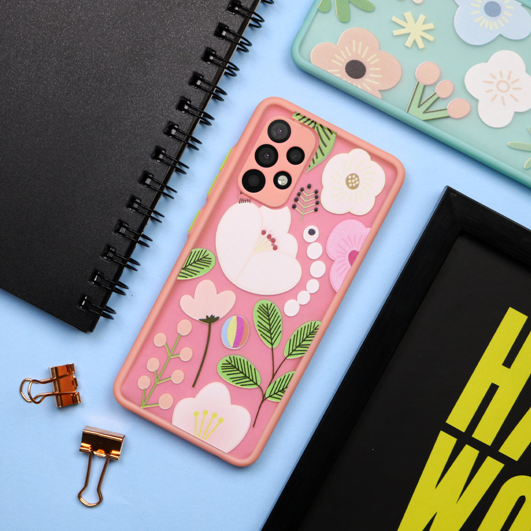 Floral Print Hybrid Matte Anti-shock Case - Samsung