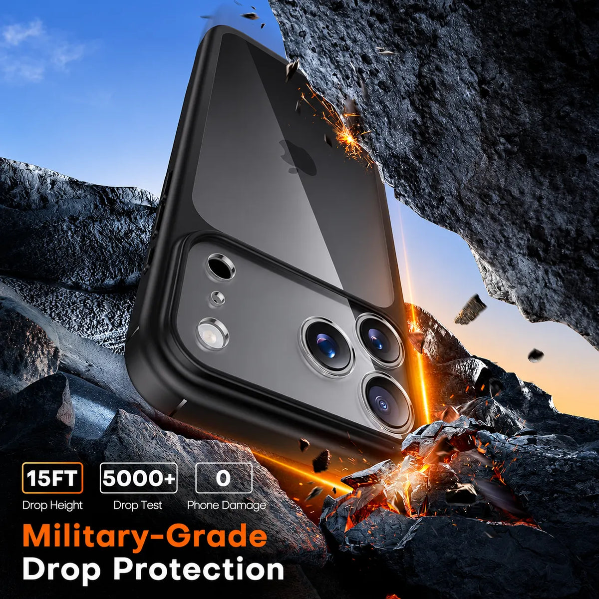 Military-Grade Shockproof Transparent Back Cover