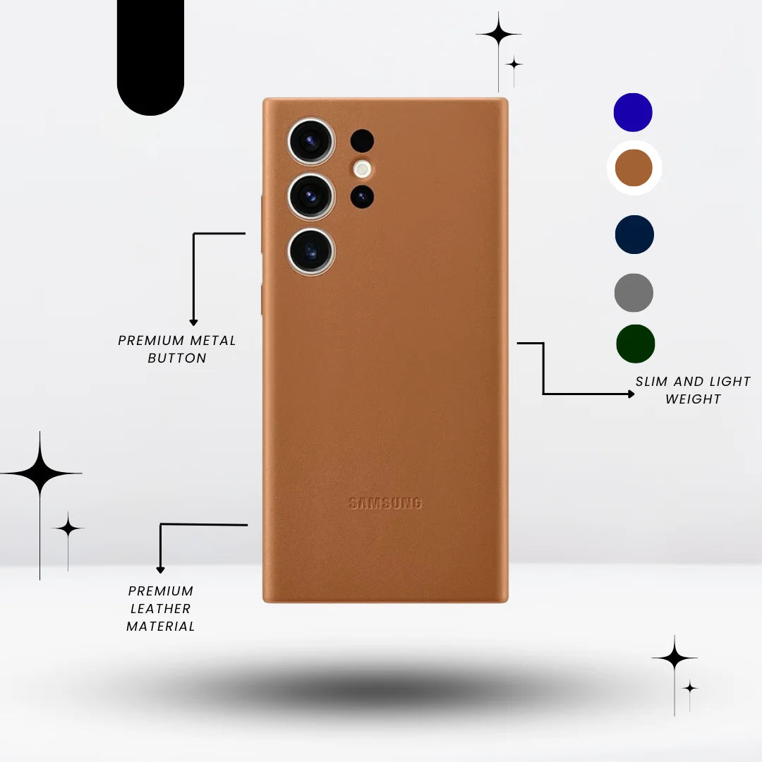 Premium Original Leather Case for Samsung orange