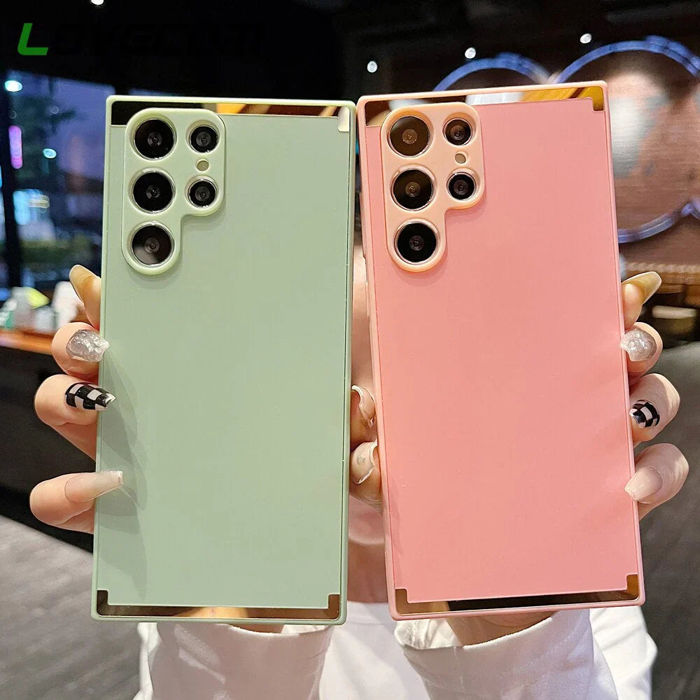 Samsung Matte Gold Case – Square Plated Finish