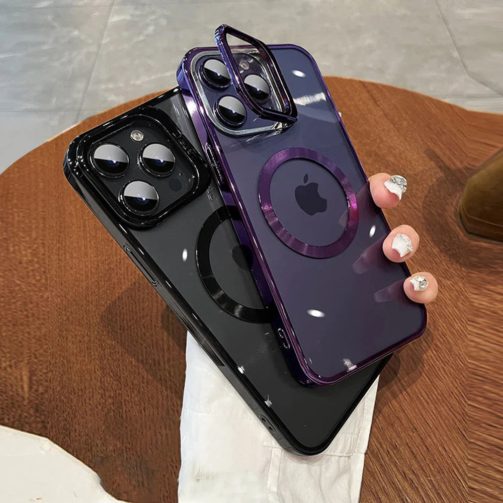 MagSafe Camera Protector Stand Case for iPhone - Luxury Style and Function