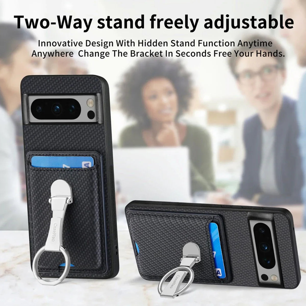 Luxury Wallet Guard Case with Metal Stand