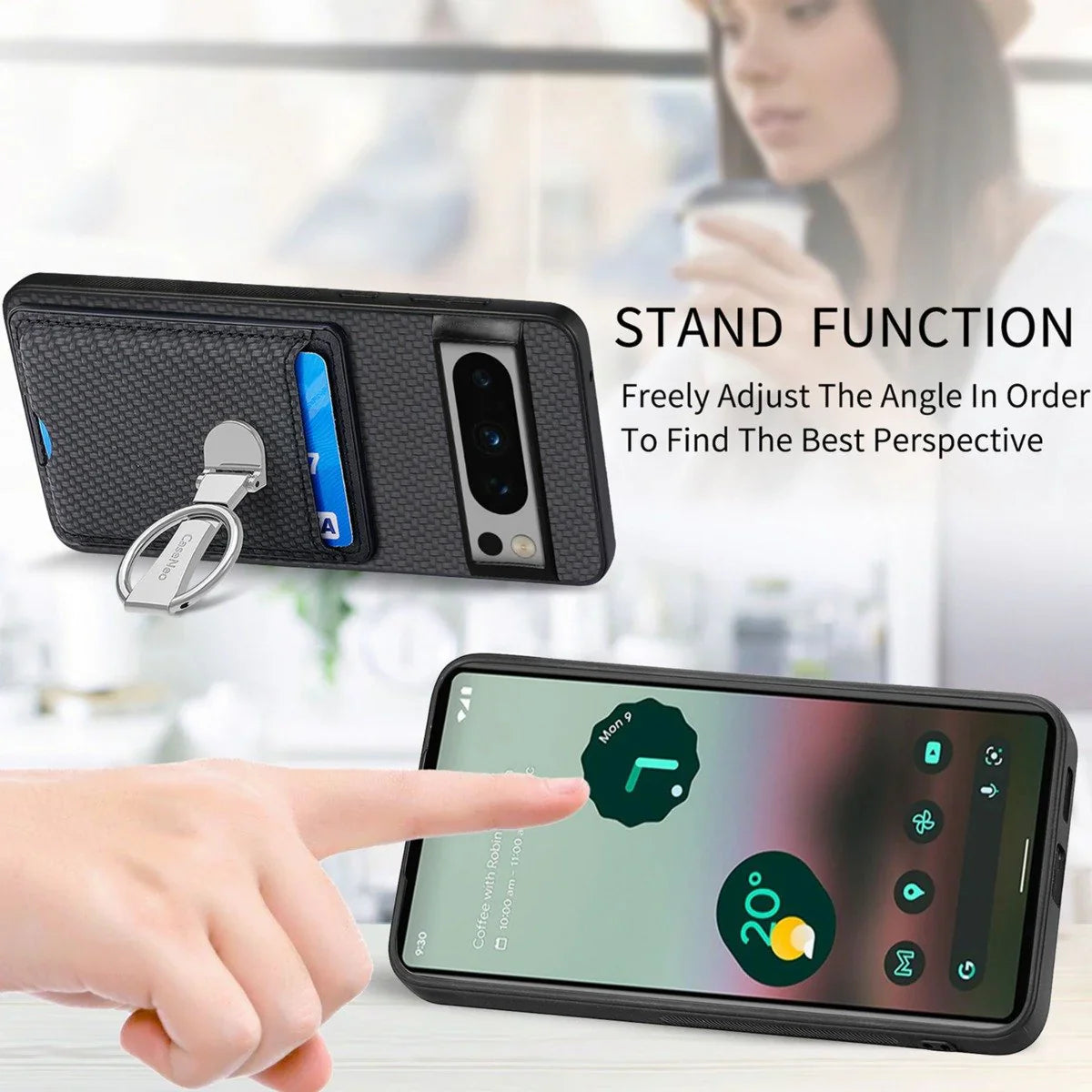 Luxury Wallet Guard Case with Metal Stand