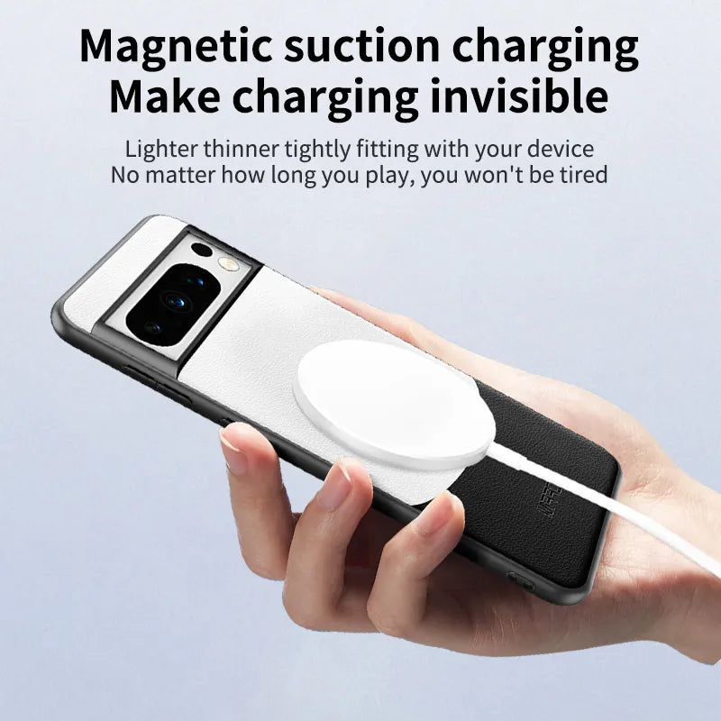 Premium Leather Magnetic Ring Case with Contrast Design