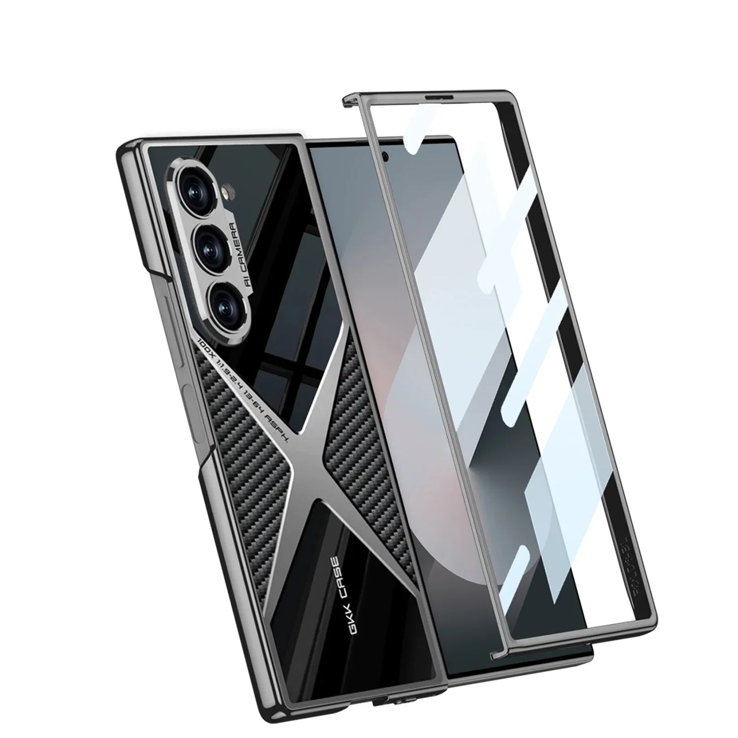 Samsung Z Fold 6 Electroplated Leather Case with Supersonic Anti-Fall Protection.