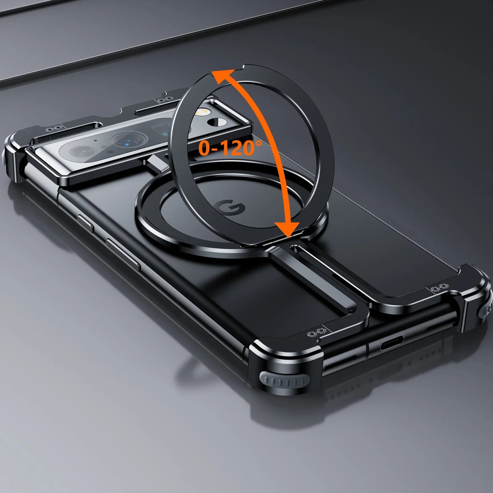 Magnetic Pivot Ring Stand Protection Case