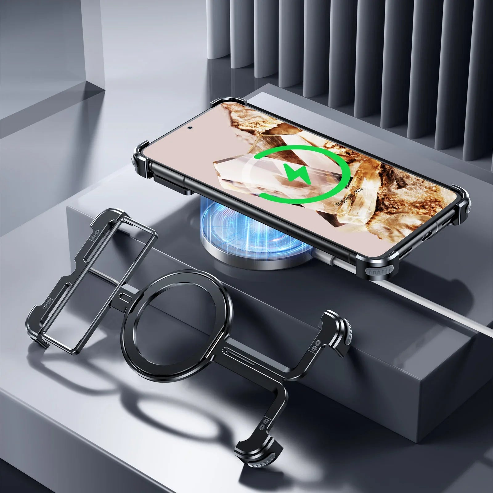 Magnetic Pivot Ring Stand Protection Case