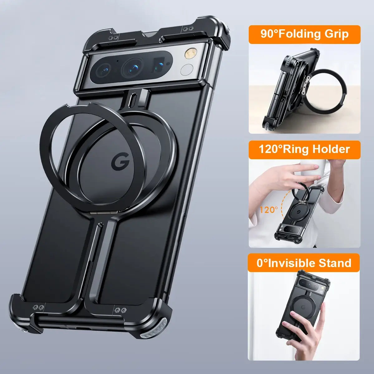 Magnetic Pivot Ring Stand Protection Case