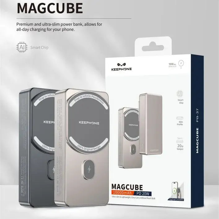 Keephone Magnetic Power Bank – 10,000mAh Cube