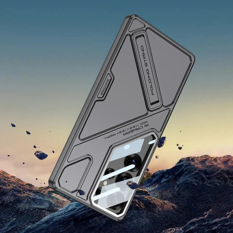 Sleek Matte Kickstand Case with Camera Glass Protection - New Arrival