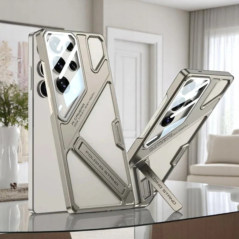 Sleek Matte Kickstand Case with Camera Glass Protection - New Arrival