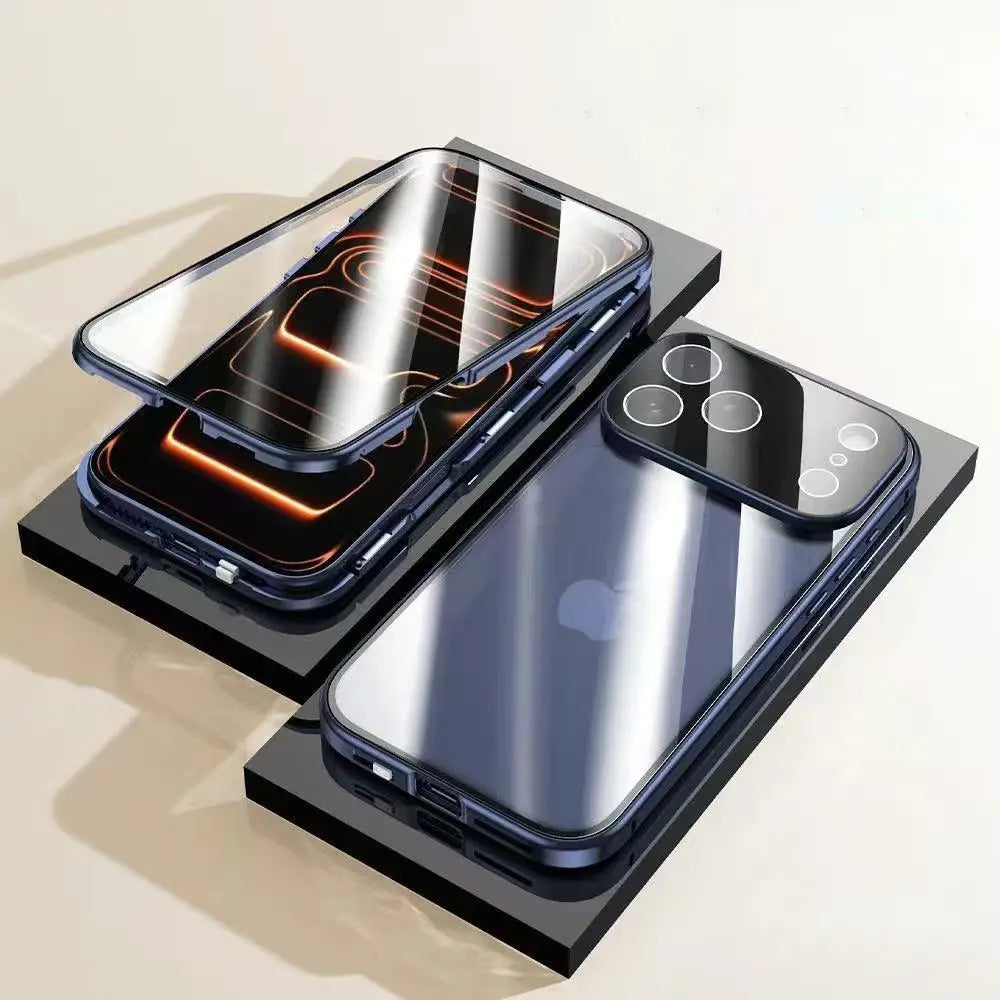 Dual-Core Magnetic Shield Glass Back Case with 360° Protection