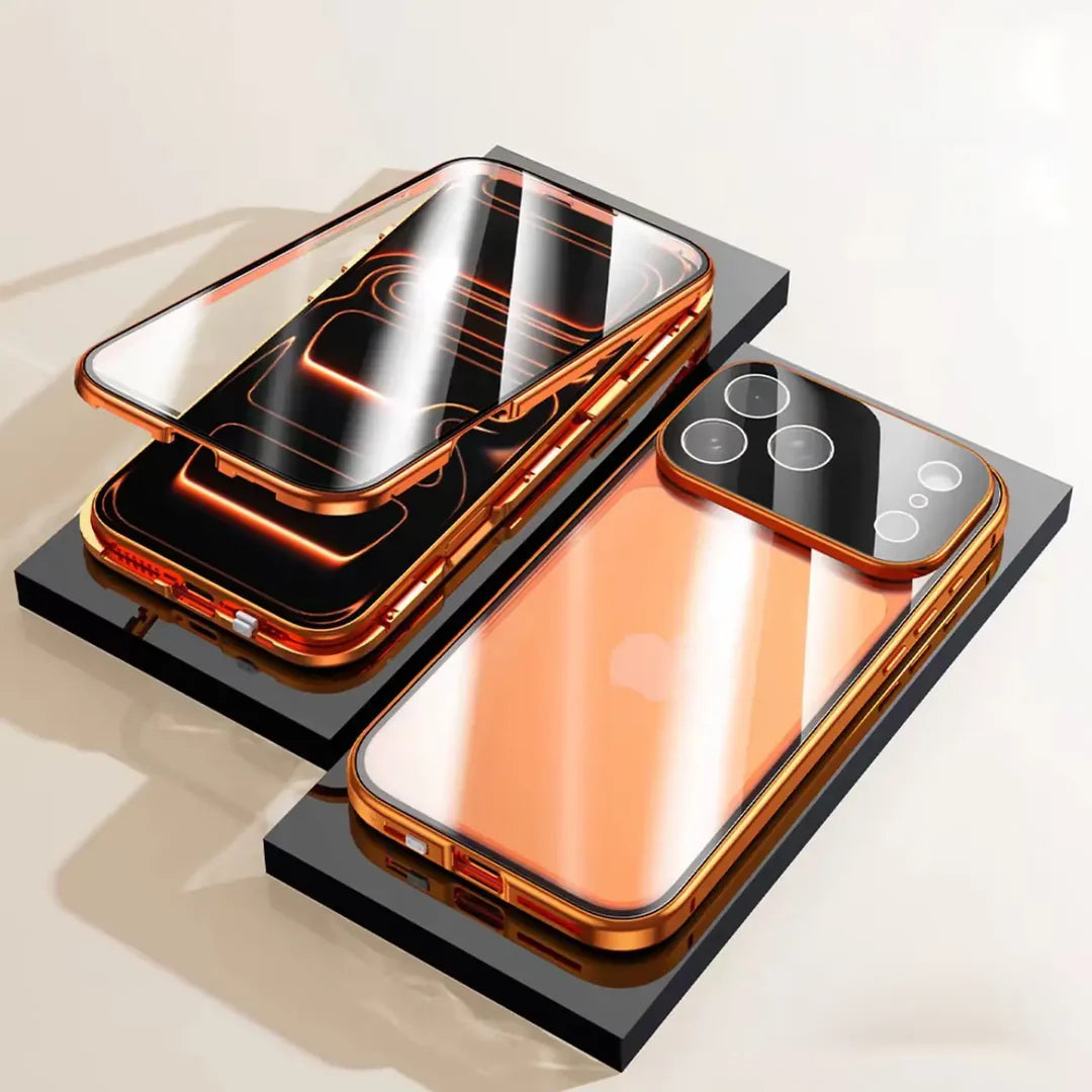 Dual-Core Magnetic Shield Glass Back Case with 360° Protection