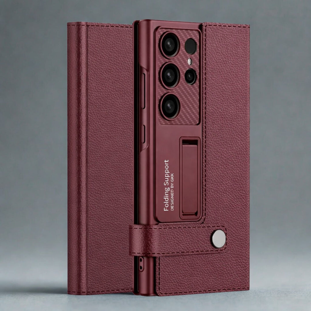 Slim Magnetic Folding Stand Phone Case maroon