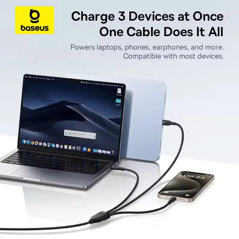 Baseus 100W 3-in-1 USB-C Fast Charging Cable
