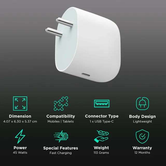 Google 45W C-Type Rapid Fast Charger Adapter