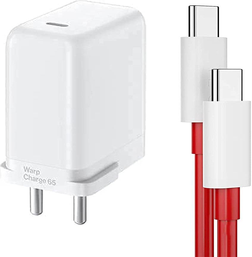 Original Oneplus 65W Warp Charge Mobile Charger With Type C to Type-C Cable Red
