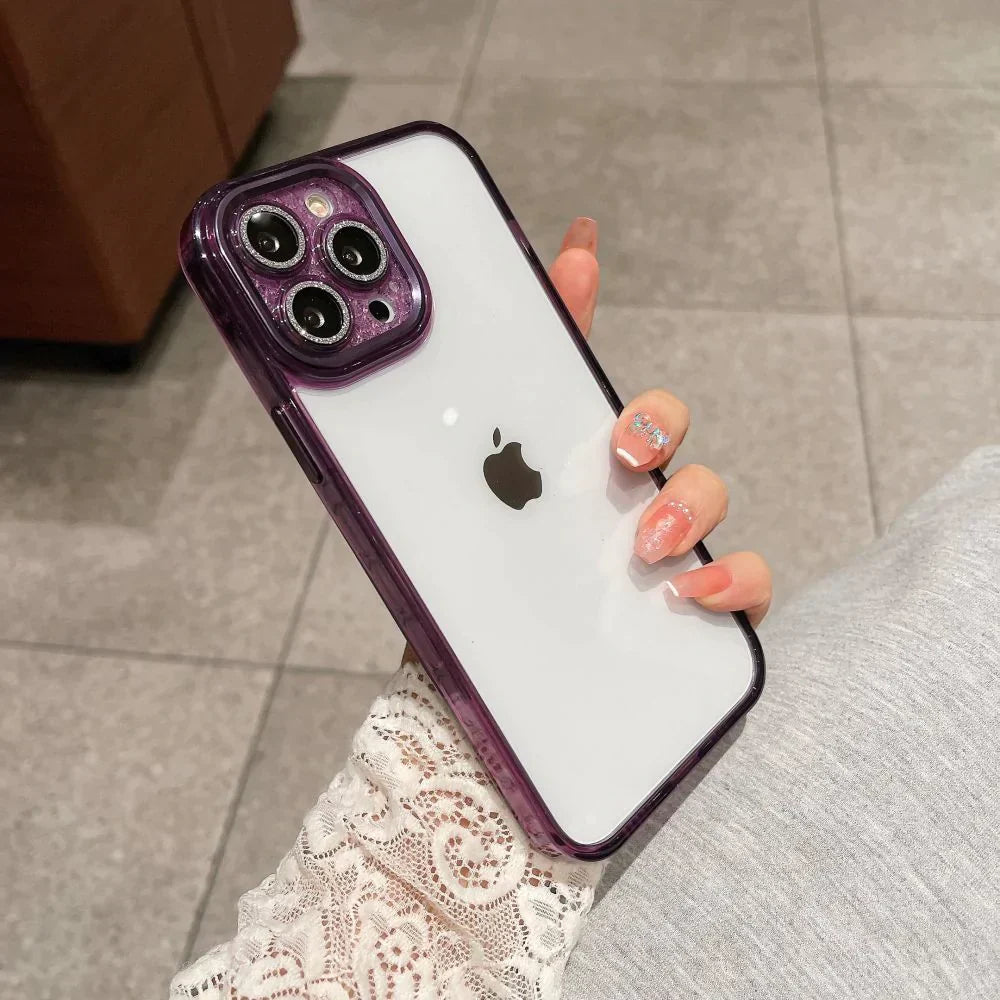 iPhone Clear Bumper Case with Stylish Diamond Camera Lens