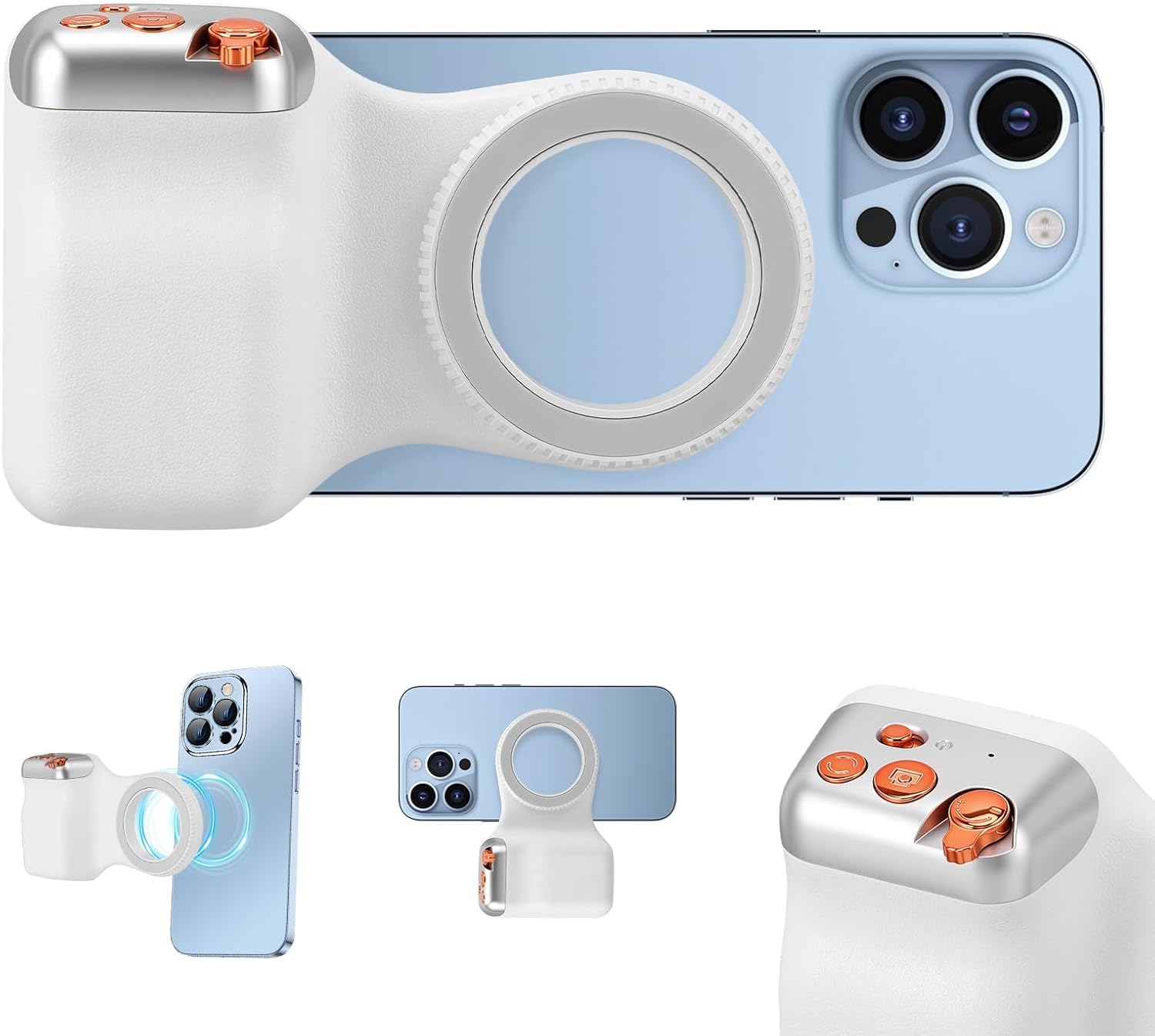 Magnetic Phone Camera Grip | Detachable Bluetooth Shutter & Zoom Control