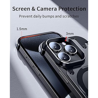 Frameless iPhone Case with Magnetic Kickstand, Ring Holder, Slim Protection