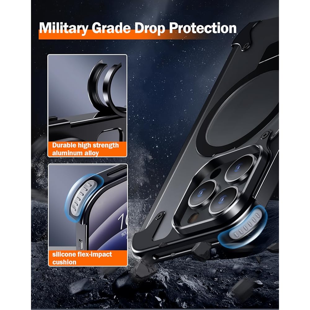 Frameless iPhone Case with Magnetic Kickstand, Ring Holder, Slim Protection