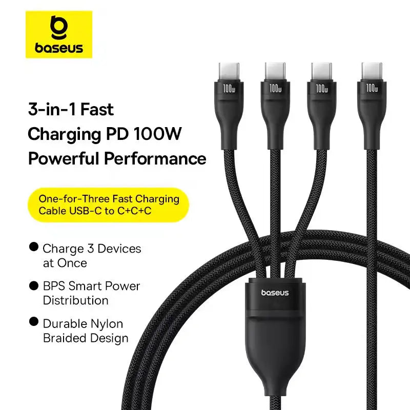 Baseus 100W 3-in-1 USB-C Fast Charging Cable