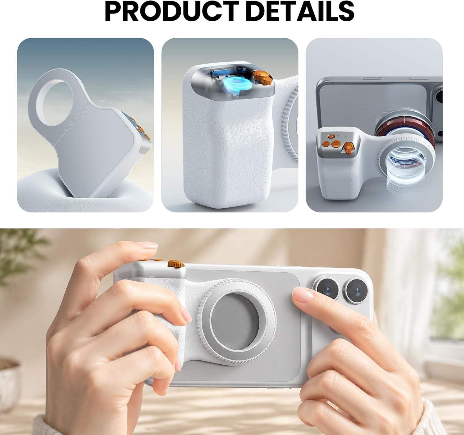 Magnetic Phone Camera Grip | Detachable Bluetooth Shutter & Zoom Control
