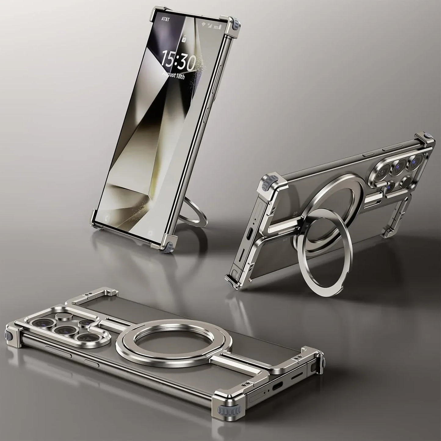 Natural Titanium Frameless Case For Samsung Phone.