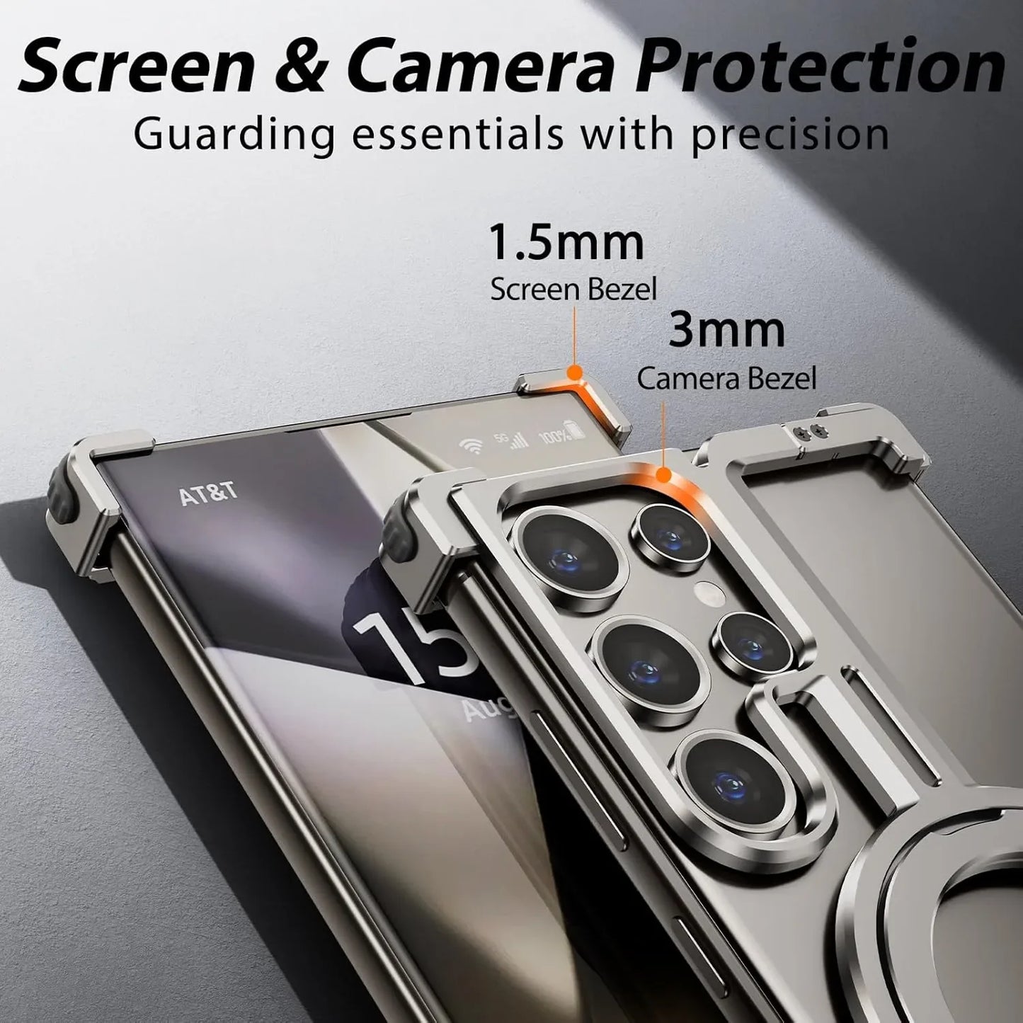 Natural Titanium Frameless Case For Samsung Phone.