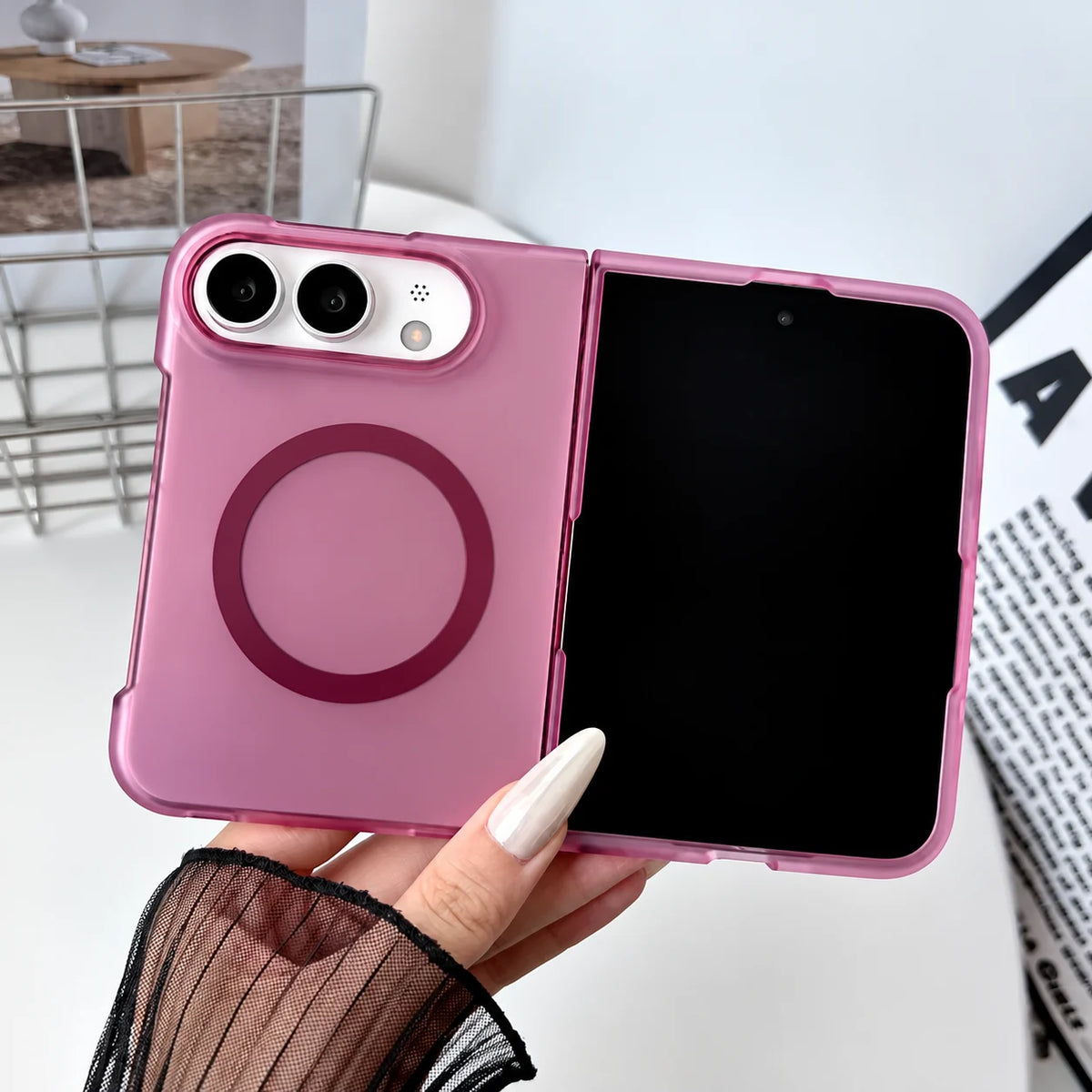 iPhone Duo Slim Frosted Clear Case with Magnetic Ring