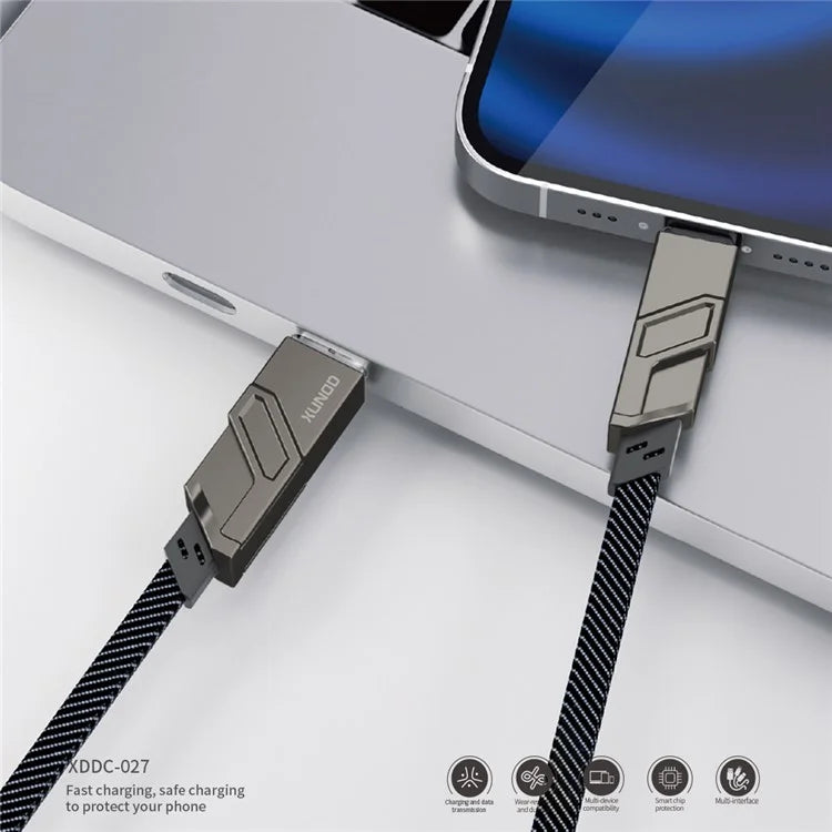 Universal 4-in-1 Charging Cable (USB-C, Lightning, Micro USB) - XUNDD XDDC-027 (1.5m, Black)  pen_spark