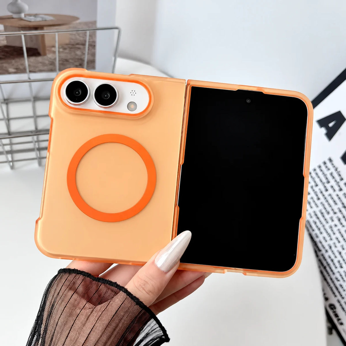 iPhone Duo Slim Frosted Clear Case with Magnetic Ring