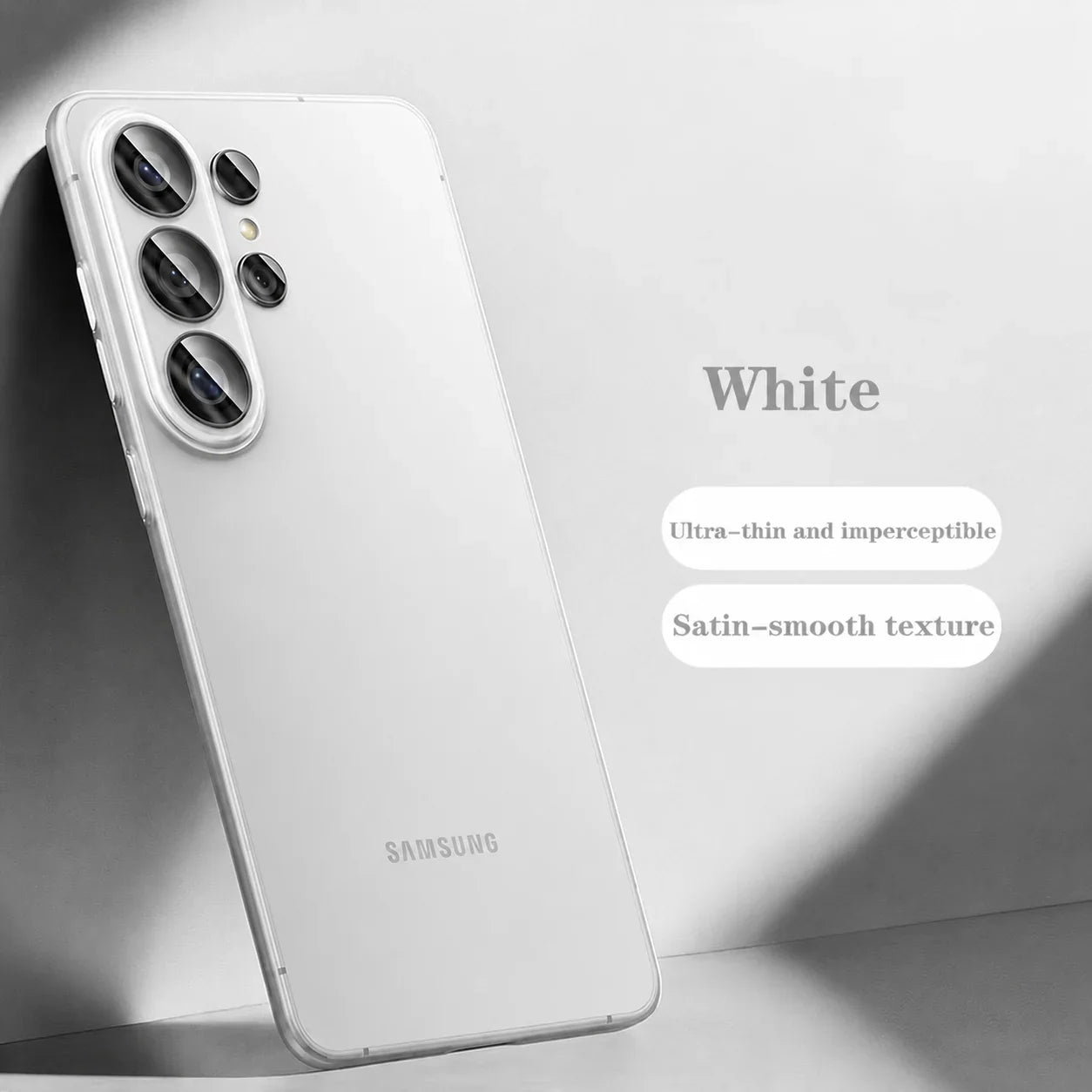 Ultra-thin Samsung case with anti-fingerprint matte texture white