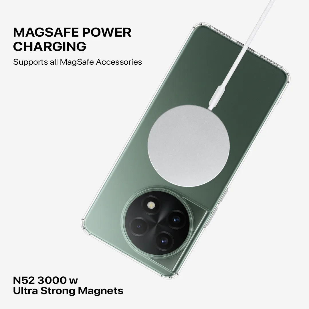 OnePlus 12 transparent protective case with strong MagSafe magnets