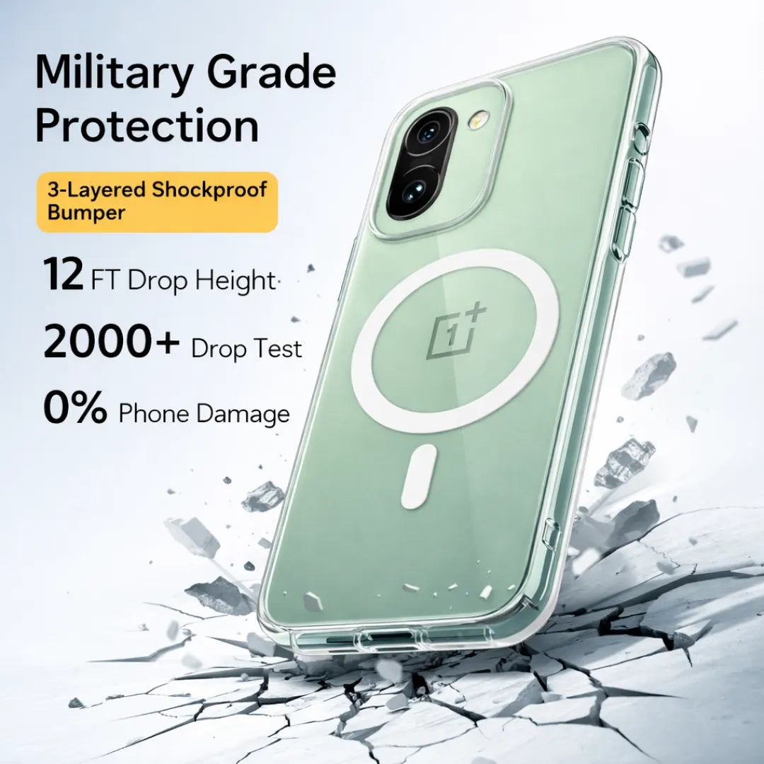 Anti Yellow MagSafe Clear Transparent Case For OnePlus 15R