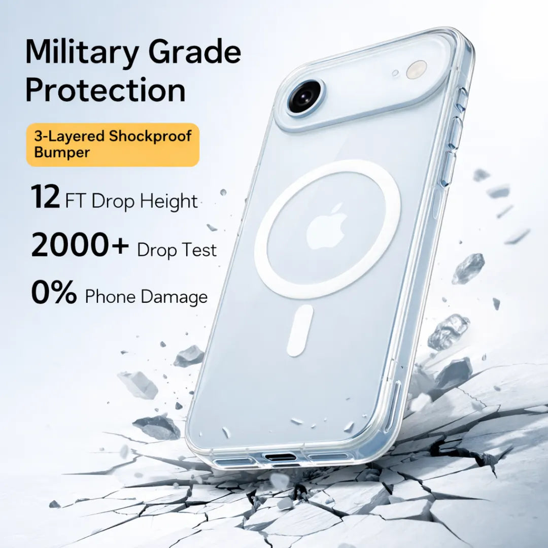 Crystal clear iPhone 17 Air phone case with anti yellow UV shield protection