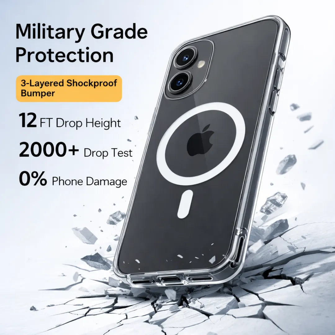 Crystal clear Anti Yellow iPhone 17 case with MagSafe support