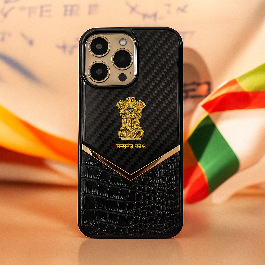 Luxury Carbon Leather Case with National Emblem