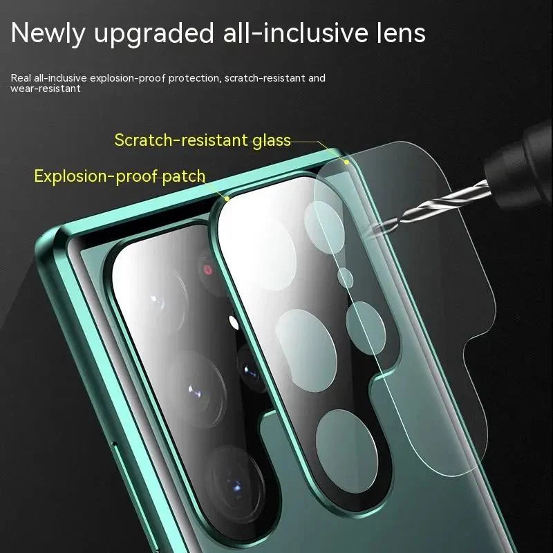 Dual Privacy Glass Metal Bumper Case - 360 Protection