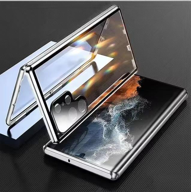 Dual Privacy Glass Metal Bumper Case - 360 Protection