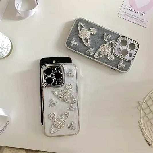 Korean Blu-ray Rhinestone Drop Glue Planet Fashion Phone Case