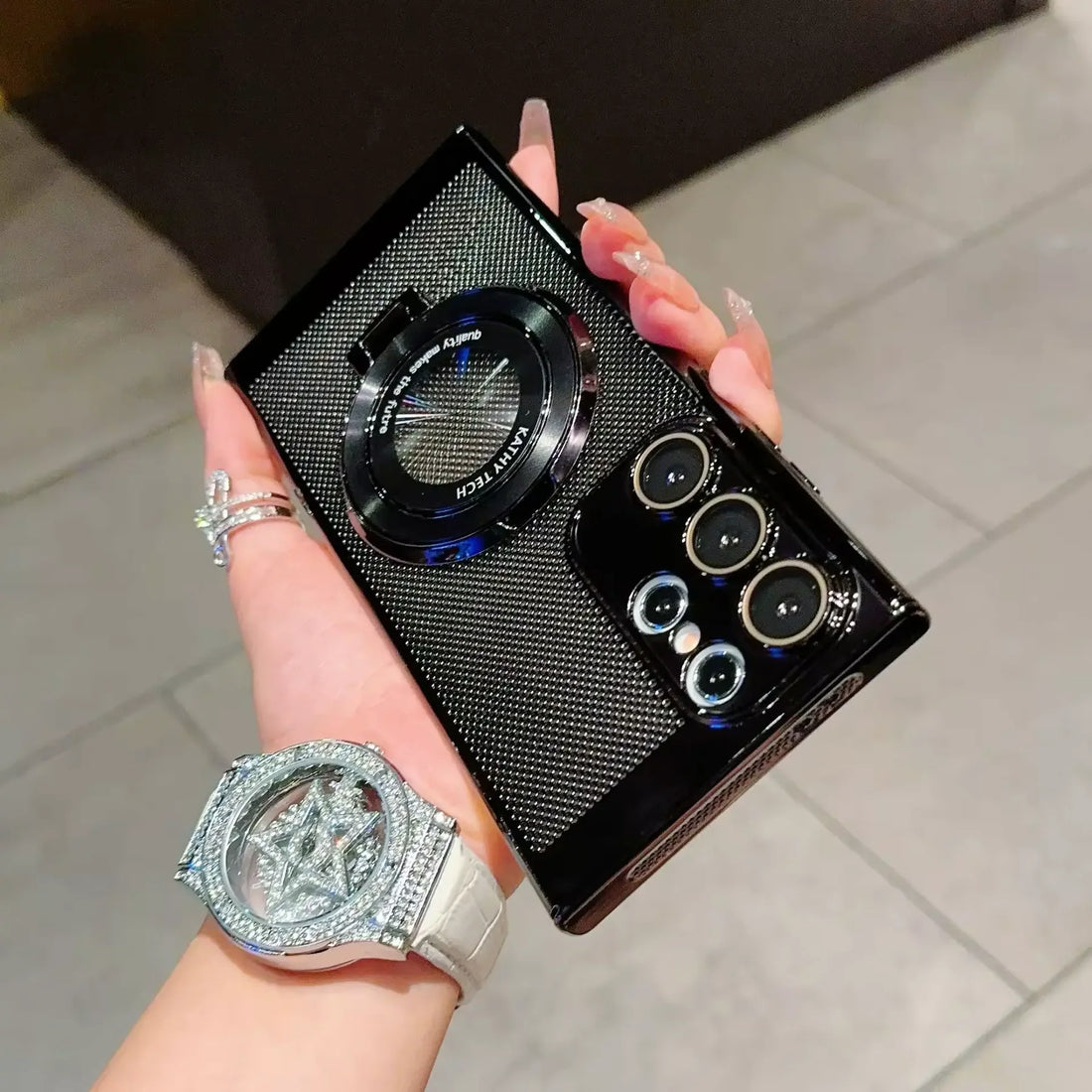 Rotating Wheel Stand Case for Samsung -gold