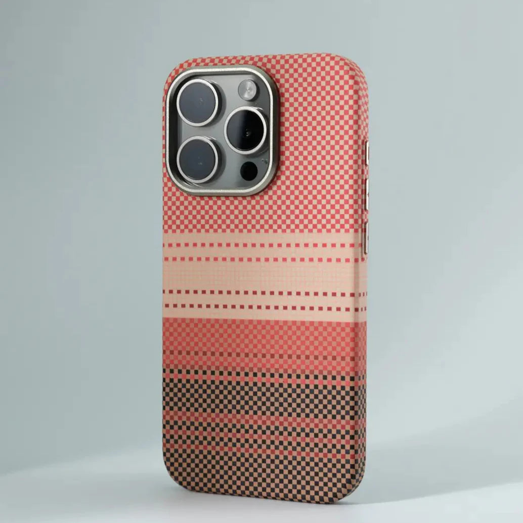 Luxury Pixel Texture Case with Metal Lens Design