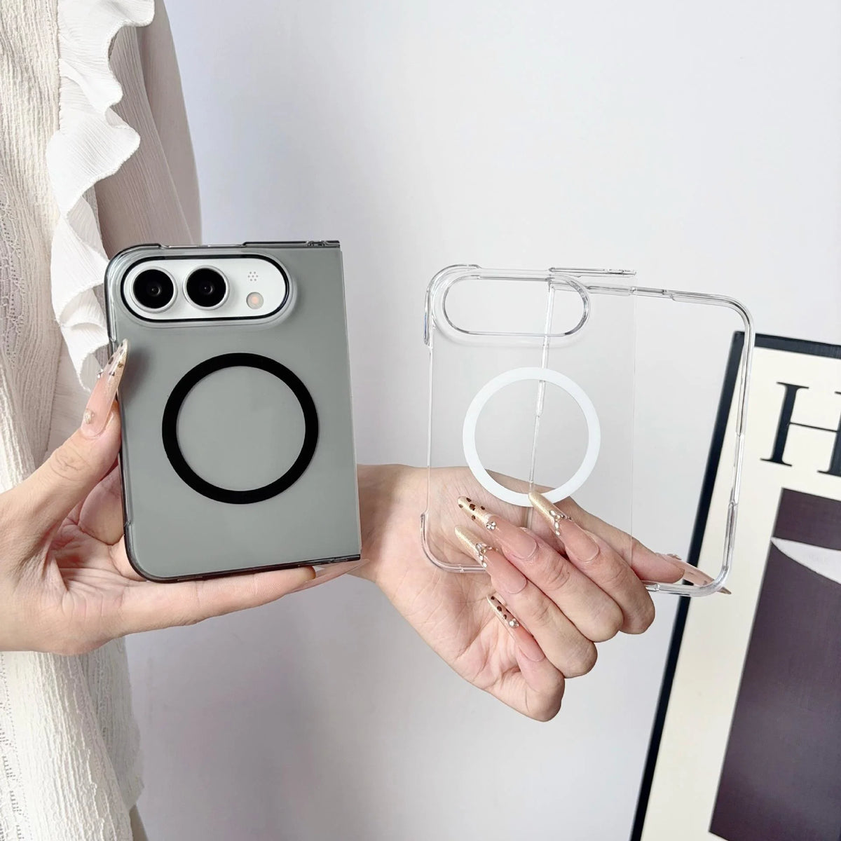 iPhone Duo Slim Frosted Clear Case with Magnetic Ring