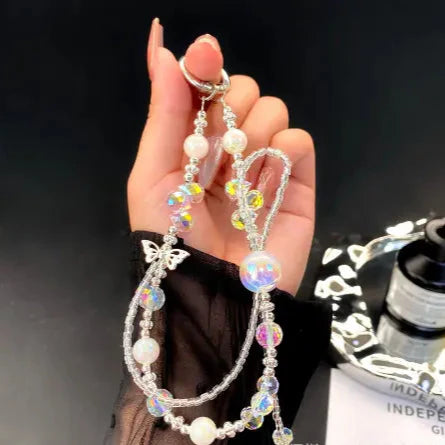 Luxury Pearl Butterfly Crystal Phone Chain