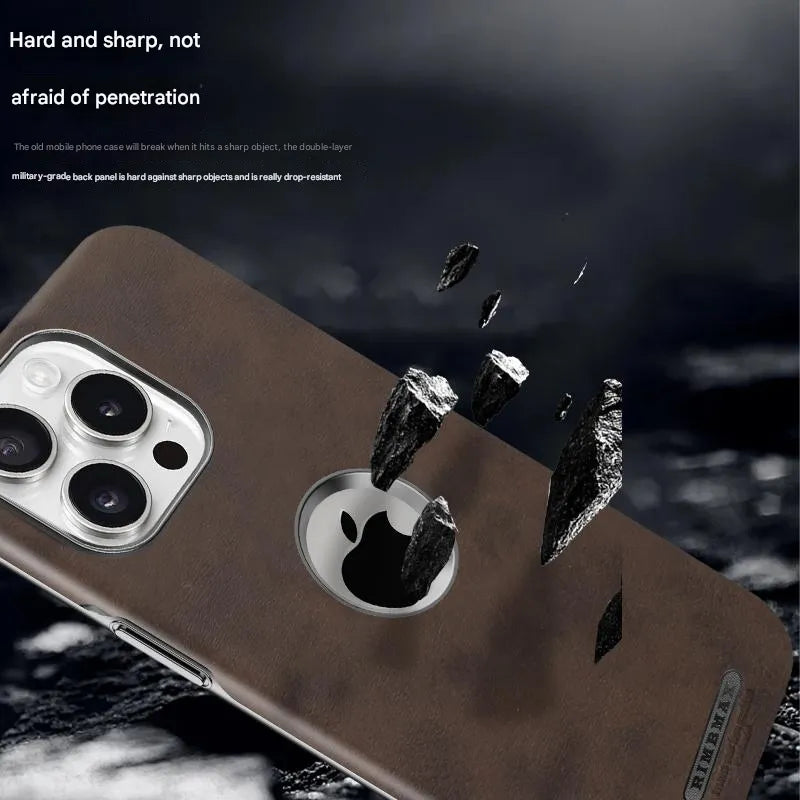 Premium Leather Logo Cut MagSafe Case for iPhone