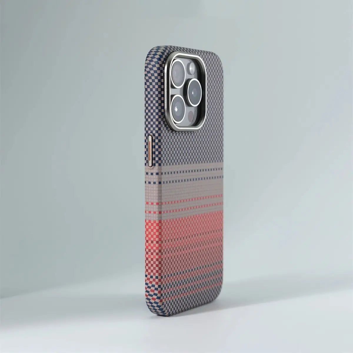 Luxury Pixel Texture Case with Metal Lens Design