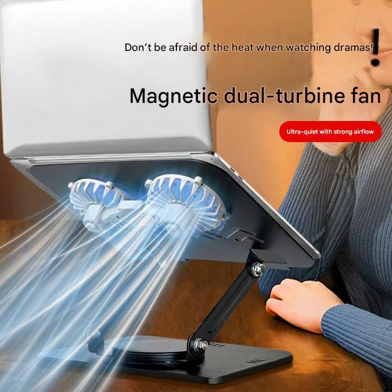 Carbon Steel Laptop and Tablet Stand with Cooling Fan